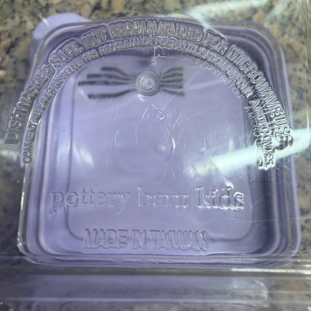 VTG Pottery Barn Kids Purple Snack Container Square Plastic Box w/ Lid Reusable
